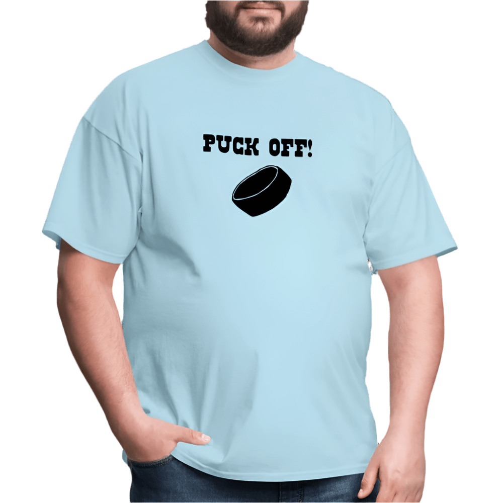 Men's 'Puck Off' Hockey Tshirt - powder blue