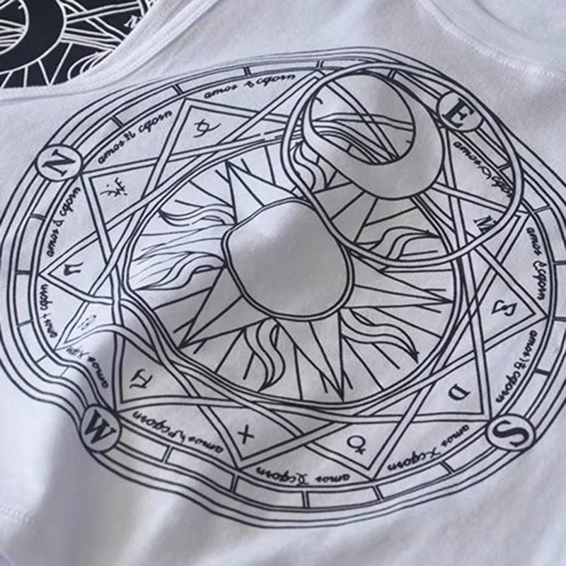 Women's Sun & Moon Crew Neck Cropped Tank
