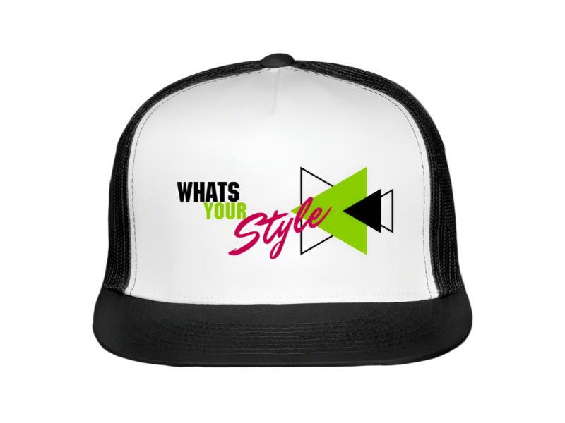 black and white trucker hat that says 'create something great'