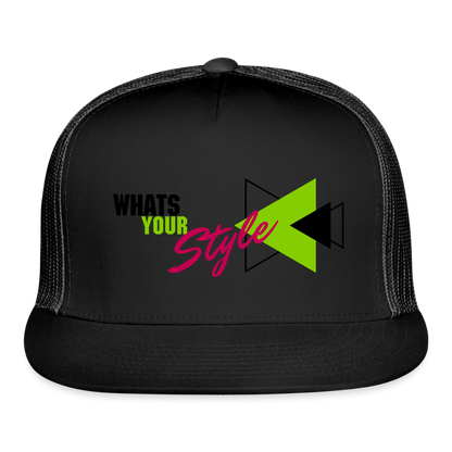 Snap-Back Trucker Hat | Customizable - black/black