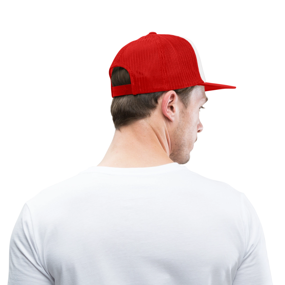 Snap-Back Trucker Hat | Customizable - white/red