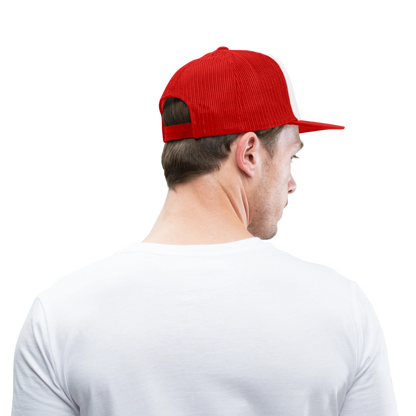 Snap-Back Trucker Hat | Customizable - white/red