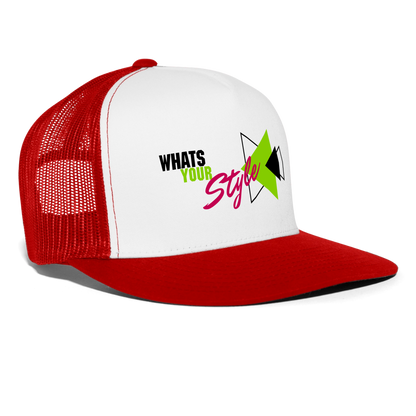 Snap-Back Trucker Hat | Customizable - white/red