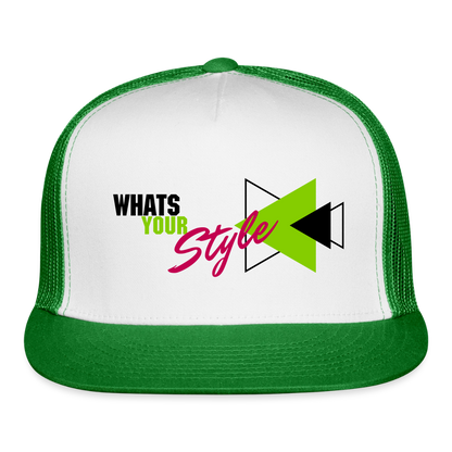 Snap-Back Trucker Hat | Customizable - white/kelly green