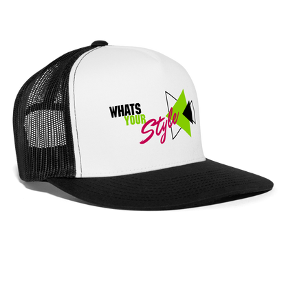Snap-Back Trucker Hat | Customizable - white/black