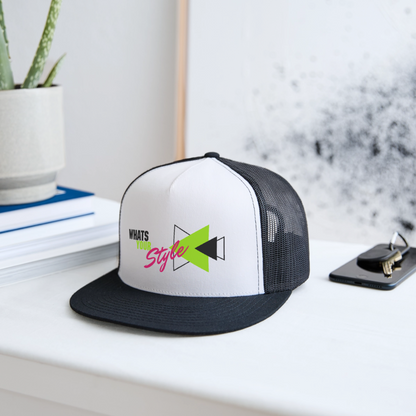 Snap-Back Trucker Hat | Customizable - white/black