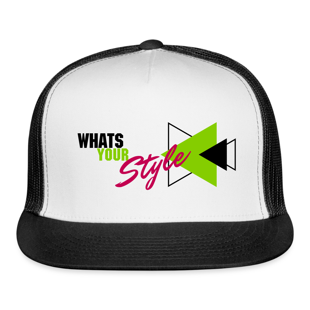 Snap-Back Trucker Hat | Customizable - white/black