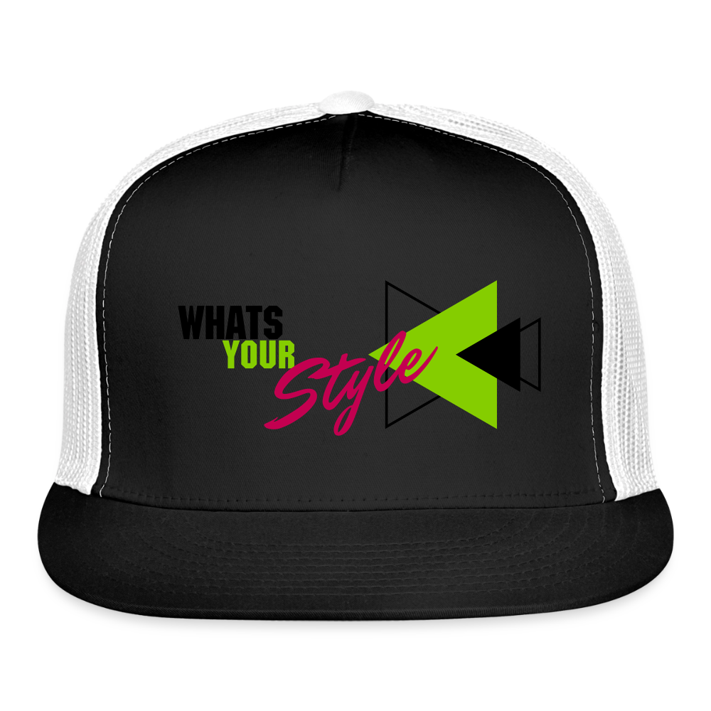 Snap-Back Trucker Hat | Customizable - black/white