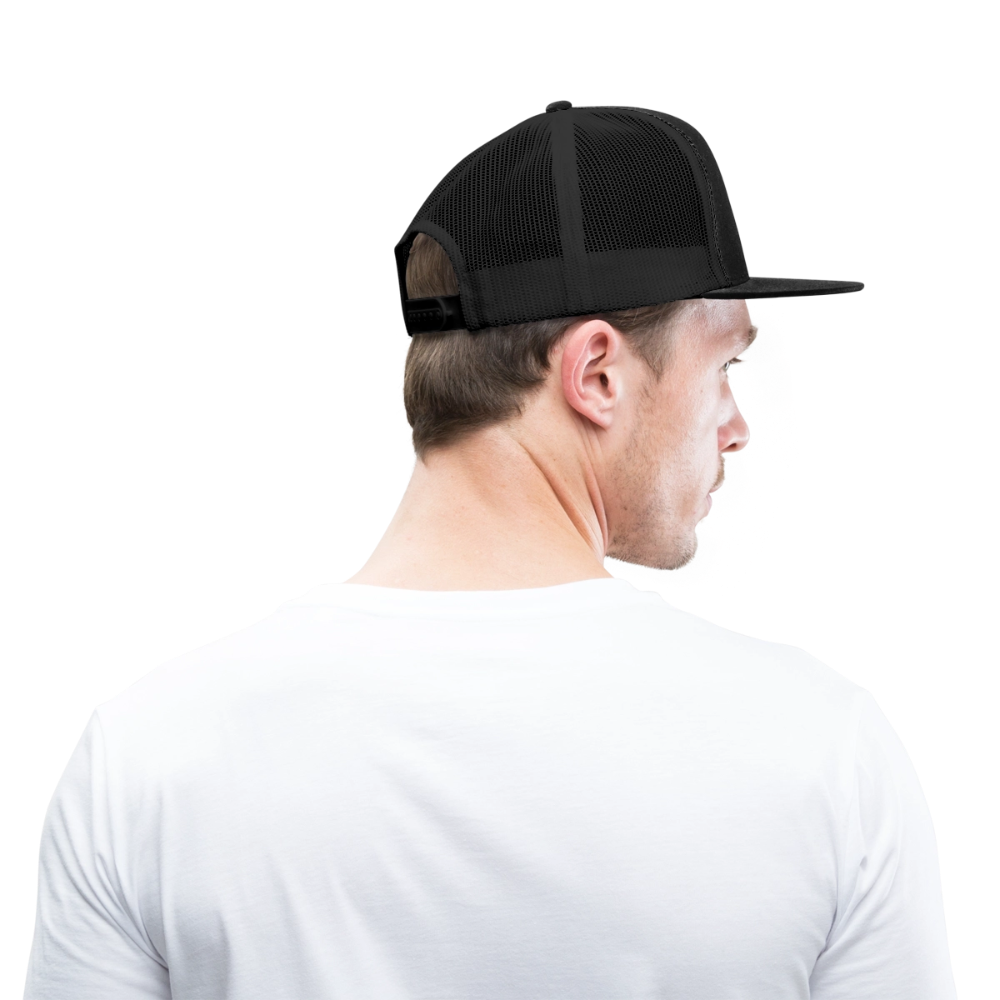 Snap-Back Trucker Hat | Customizable - black/black