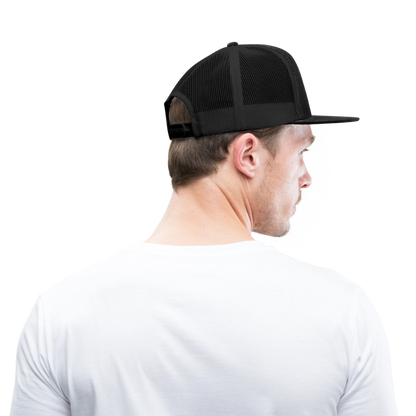 Snap-Back Trucker Hat | Customizable - black/black