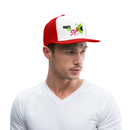 Snap-Back Trucker Hat | Customizable - white/red