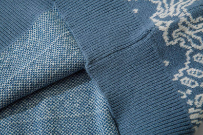 Men's Knitted Paisley Print Sweater stitching