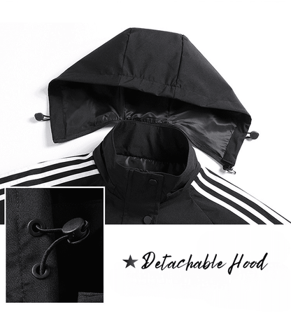 Men's Striped Lightweight Jacket with Detachable Hood