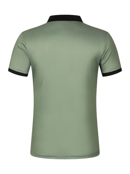 Men's Casual Striped green Polo Shirt- back