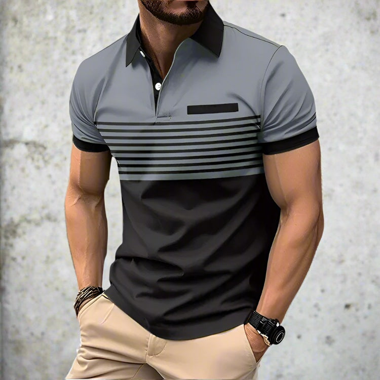 Men's Casual Striped grey Polo Shirt 