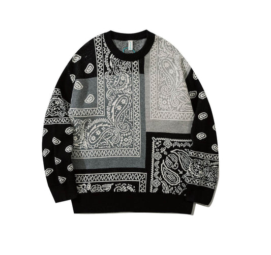 Men's Knitted Paisley Print Sweater