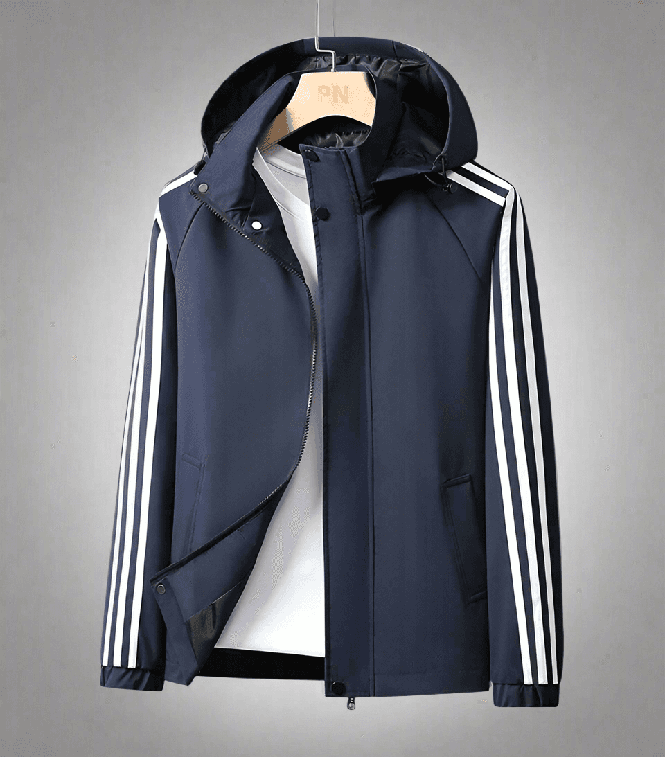 Men's Striped Lightweight Jacket (Detachable Hood)