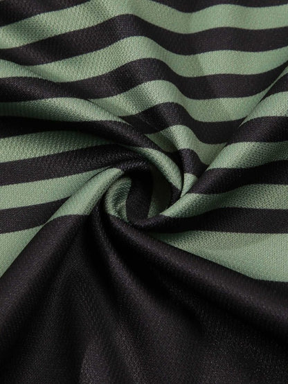 Men's Casual Striped green Polo Shirt- fabric