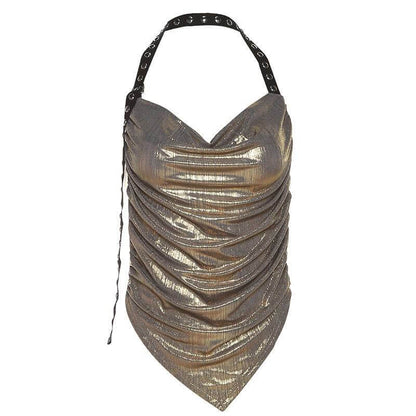 Women's Shimmering Cowl Neck Halter Top - back