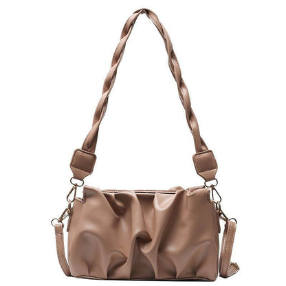 Twisted Handle Ruched Cloud Handbag taupe