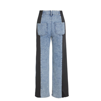 Women's Striped High Waist Straight Leg Denim Pants - Lunacy Deals & Designs
