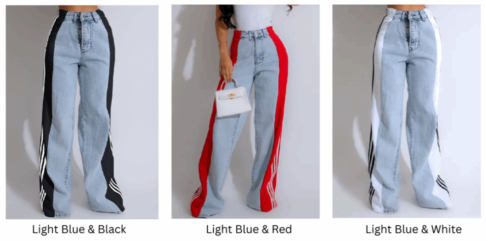 Women's Striped High Waist Straight Leg Denim Pants - Lunacy Deals & Designs