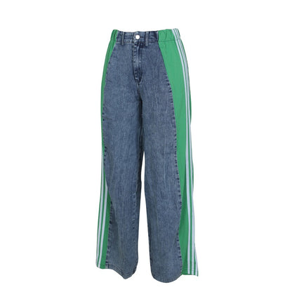 Women's Striped High Waist Straight Leg Denim Pants - Lunacy Deals & Designs