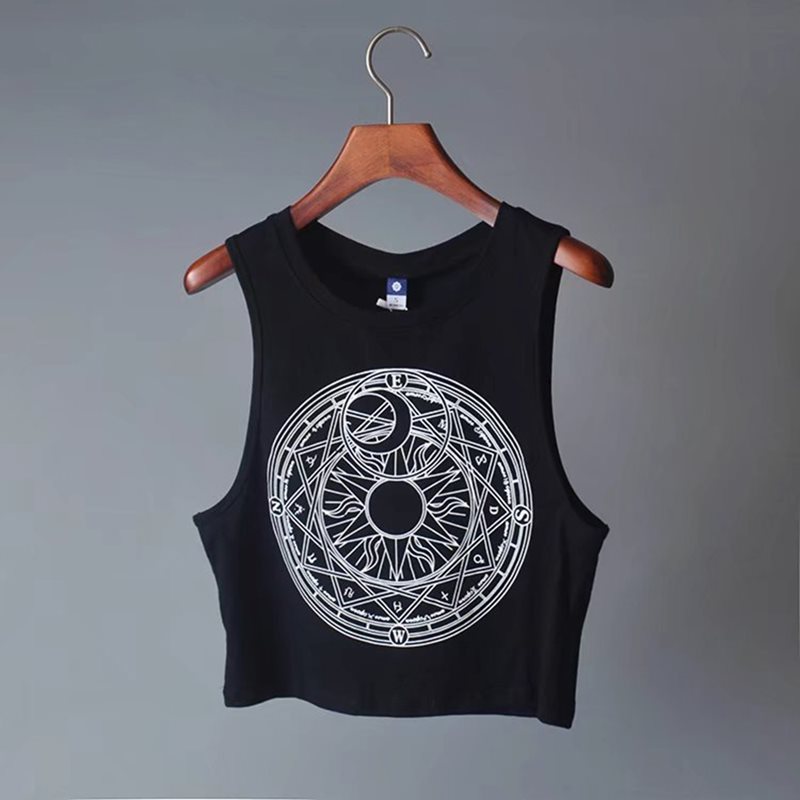 Women's Sun & Moon Crew Neck Cropped Tank
