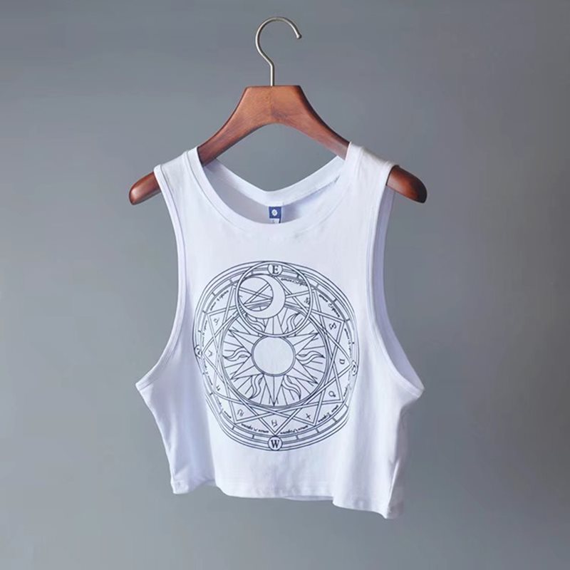 Women's Sun & Moon Crew Neck Cropped Tank