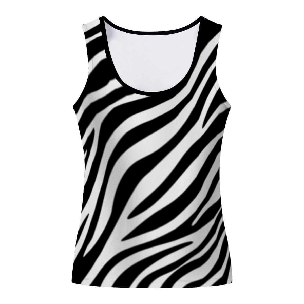 Black and white zebra-striped tank top on a white background