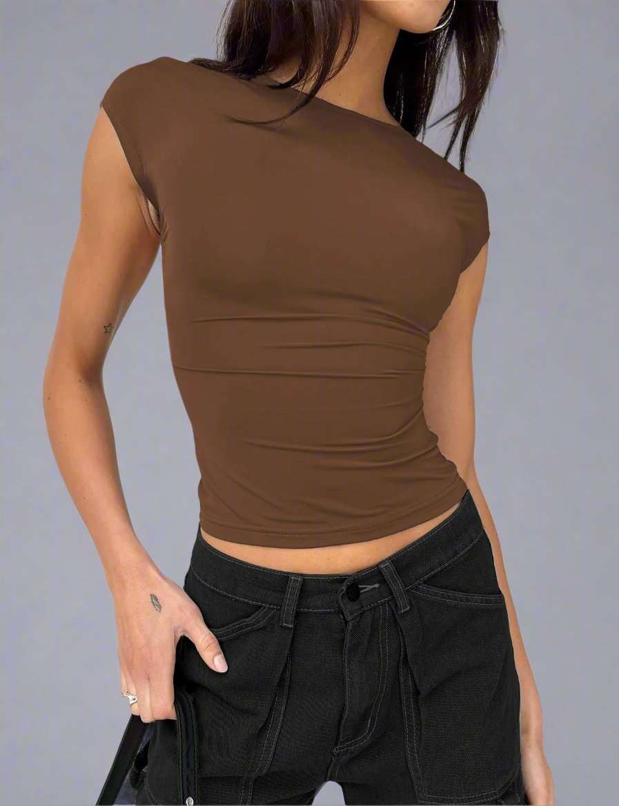 Women's Slim Fit Cap Sleeve Backless T-shirt - Lunacy Deals & Designs