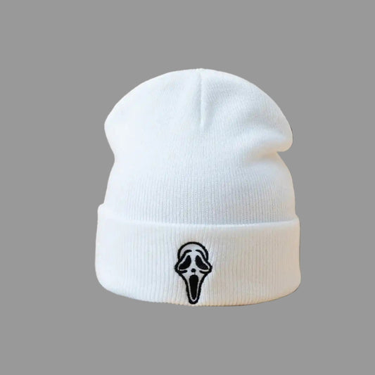Embroidered Ghost Face Knitted Toque / Hat - Lunacy Deals & Designs