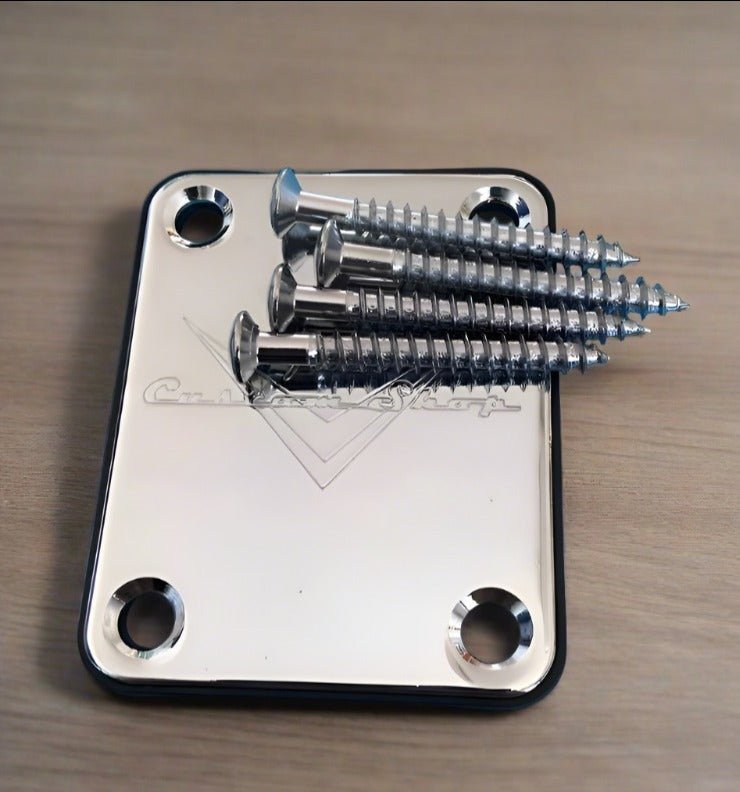 Silver Guitar Neck Plate with Screws - Lunacy Deals & Designs