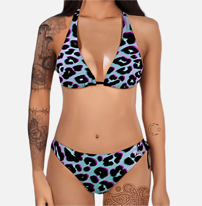 Luminous Leopard 2 Piece Halter Swimsuit - Lunacy Deals & Designs