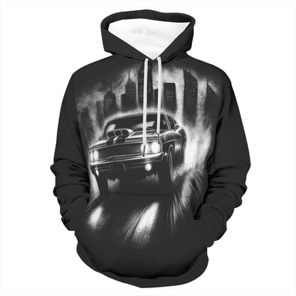 Men's Black & White Charger Hoodie - Lunacy Deals & Designs