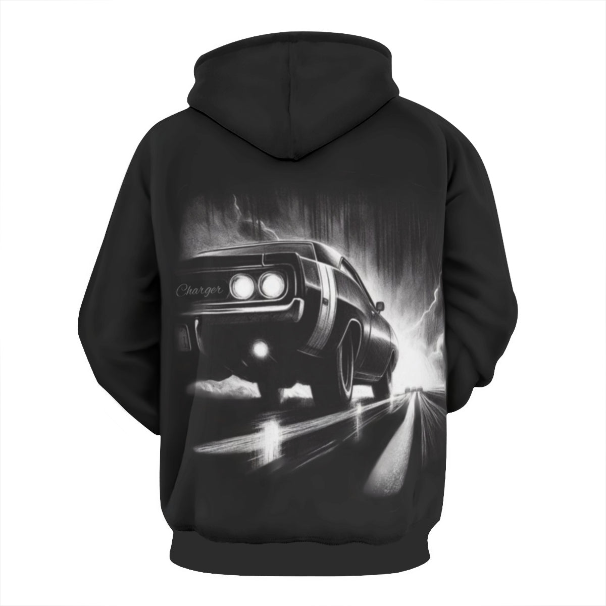 Men's Black & White Charger Hoodie - Lunacy Deals & Designs