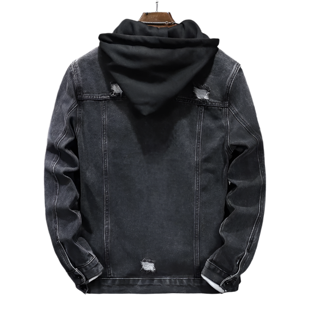 Men's Detachable Hooded Denim Jacket back