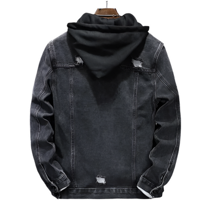 Men's Detachable Hooded Denim Jacket back