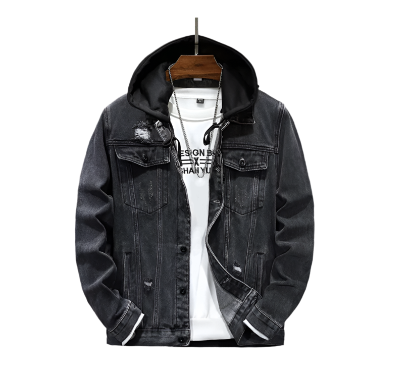 Men's Detachable Hooded Denim Jacket