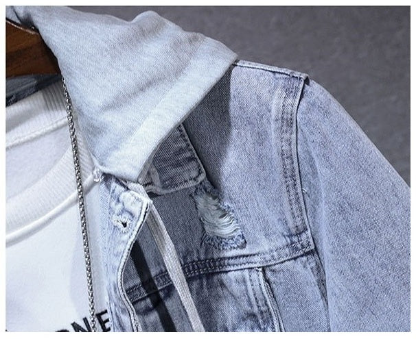 Men's Detachable Hooded Denim Jacket