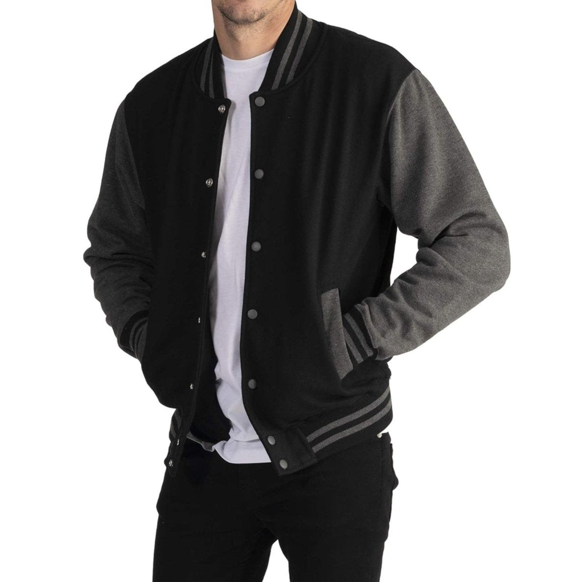 Men's Fleece Snap Button Varsity Jacket - Lunacy Deals & Designs