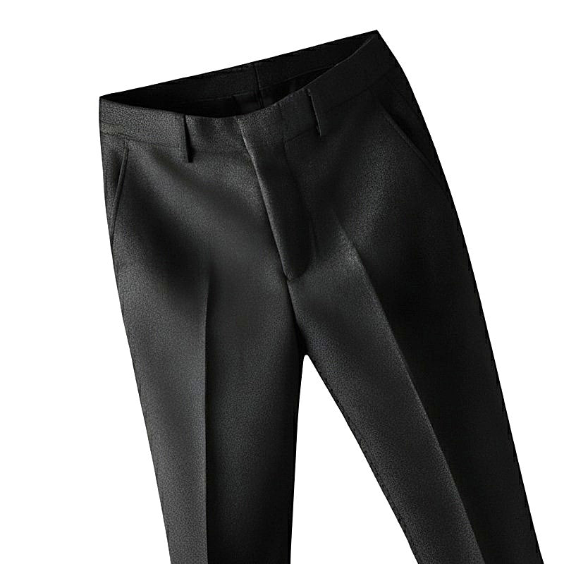 Black pants on a light gray background