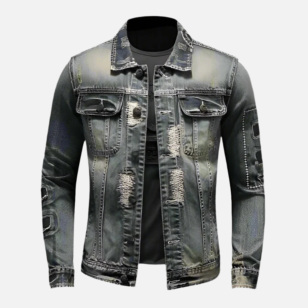 Men's Retro Distressed Denim Jacket 