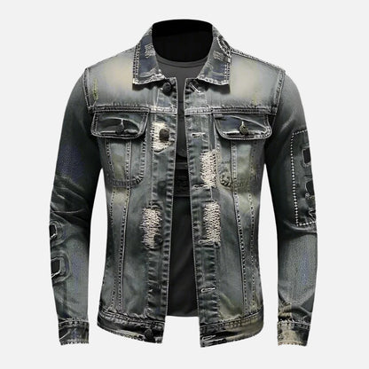 Men's Retro Distressed Denim Jacket 